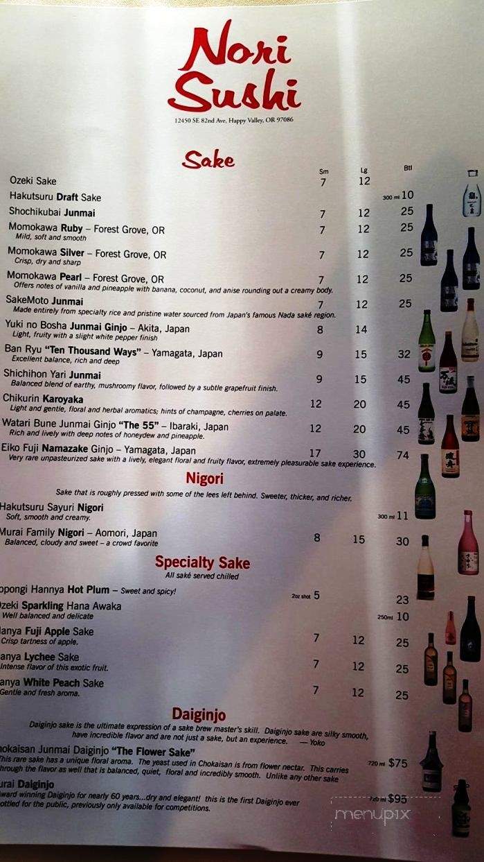 Nori Sushi - Happy Valley, OR menu_pic