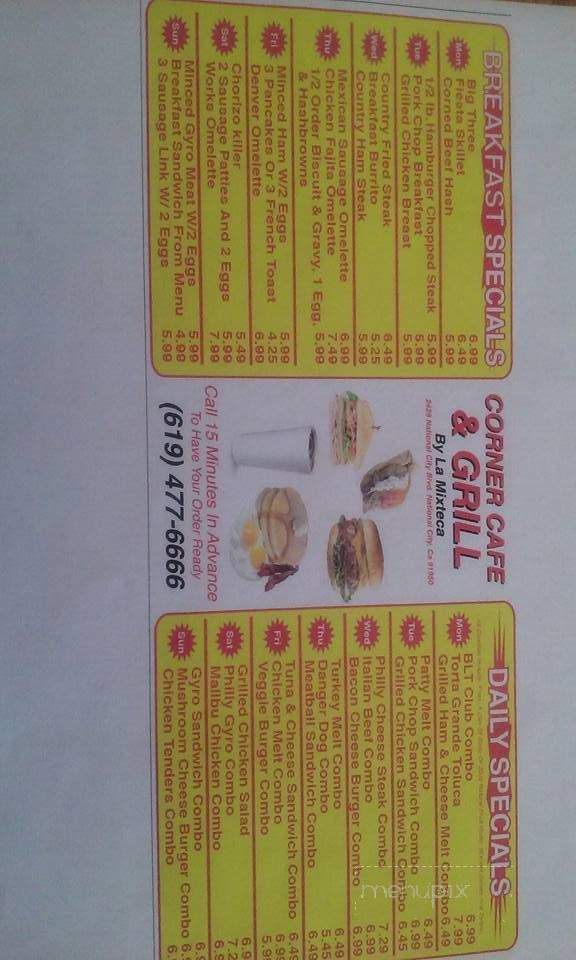 Corner Cafe & Grill - National City, CA menu_pic