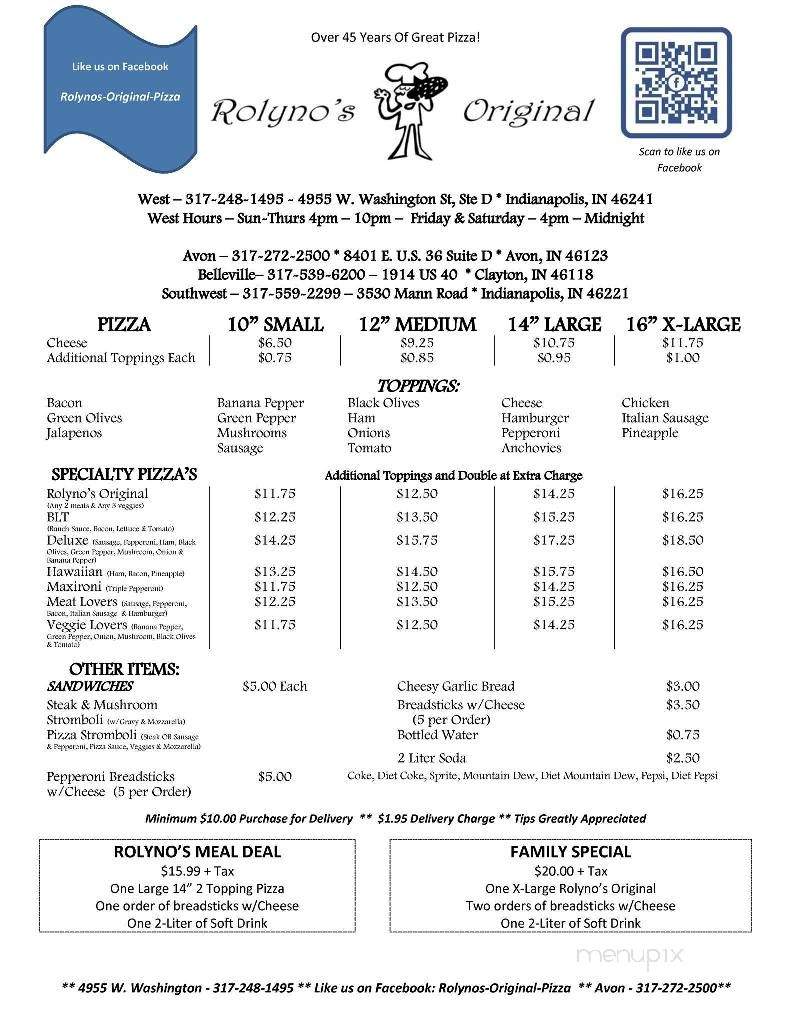 Rolynos Pizza - Indianapolis, IN menu_pic