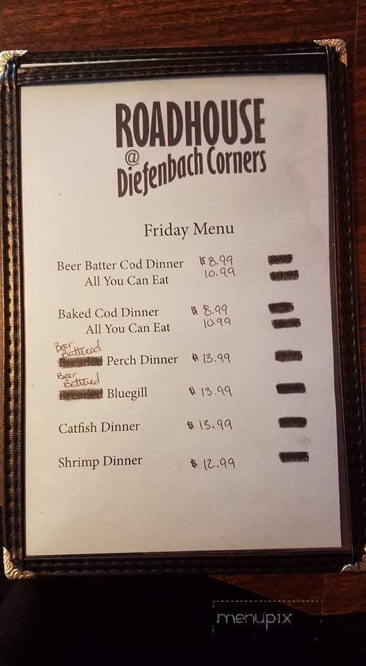 The Roadhouse at Diefenbach Corners - Slinger, WI menu_pic