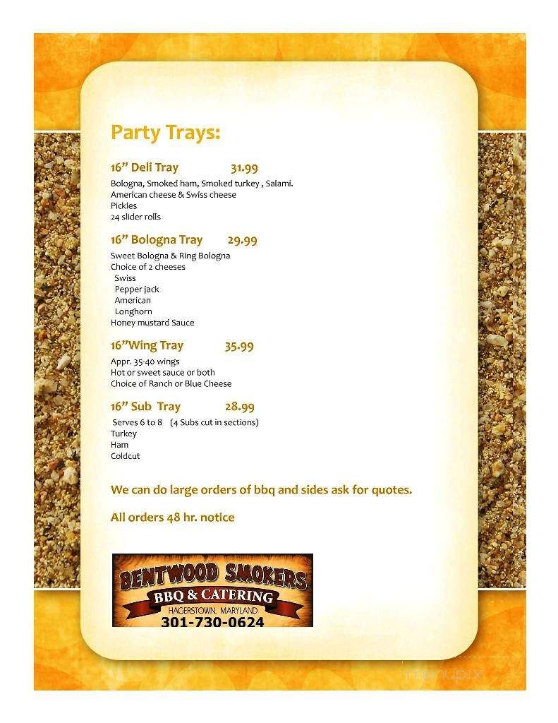 Bentwood Smokers BBQ and Catering - Clear Spring, MD menu_pic