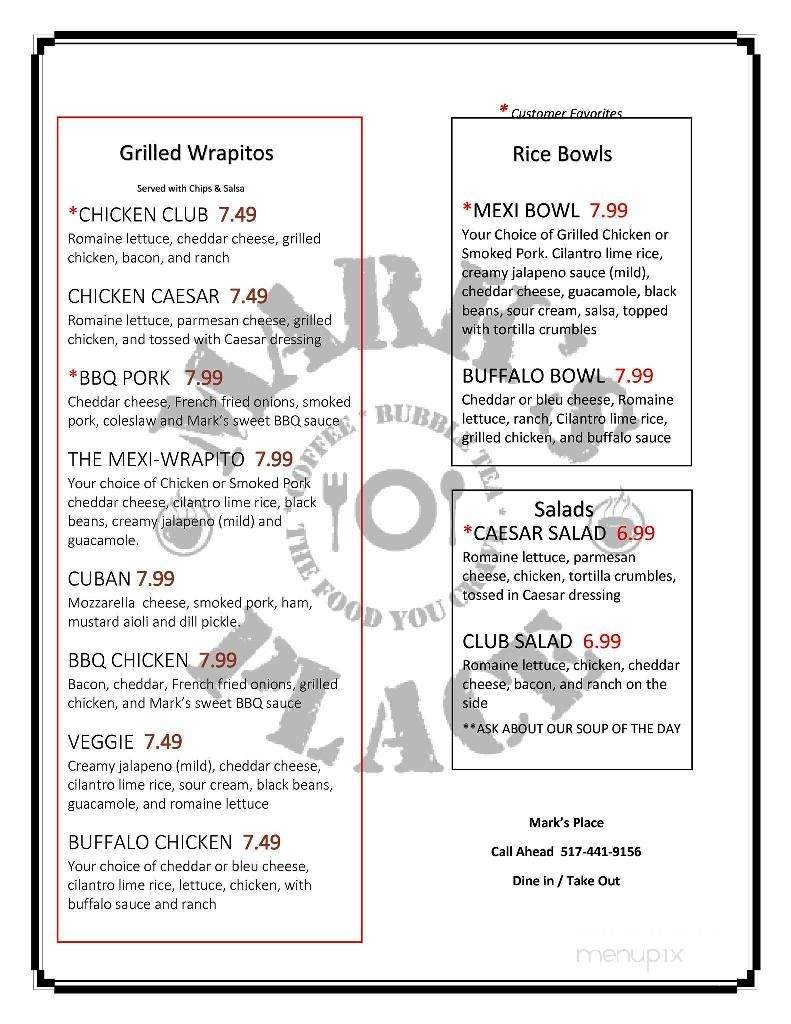 Mark's Place - Eaton Rapids, MI menu_pic