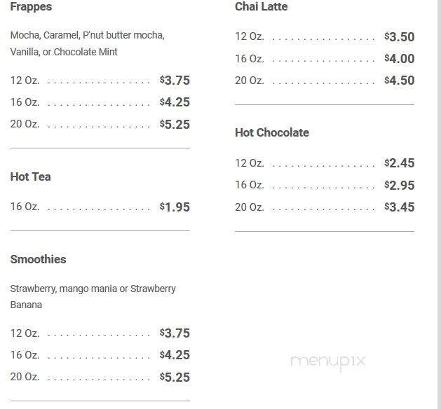 Fay's Willow Tree Coffee and Bakery - Olivet, MI menu_pic