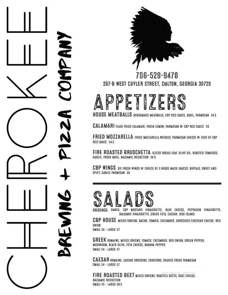 Cherokee Brewing and Pizza - Dalton, GA menu_pic