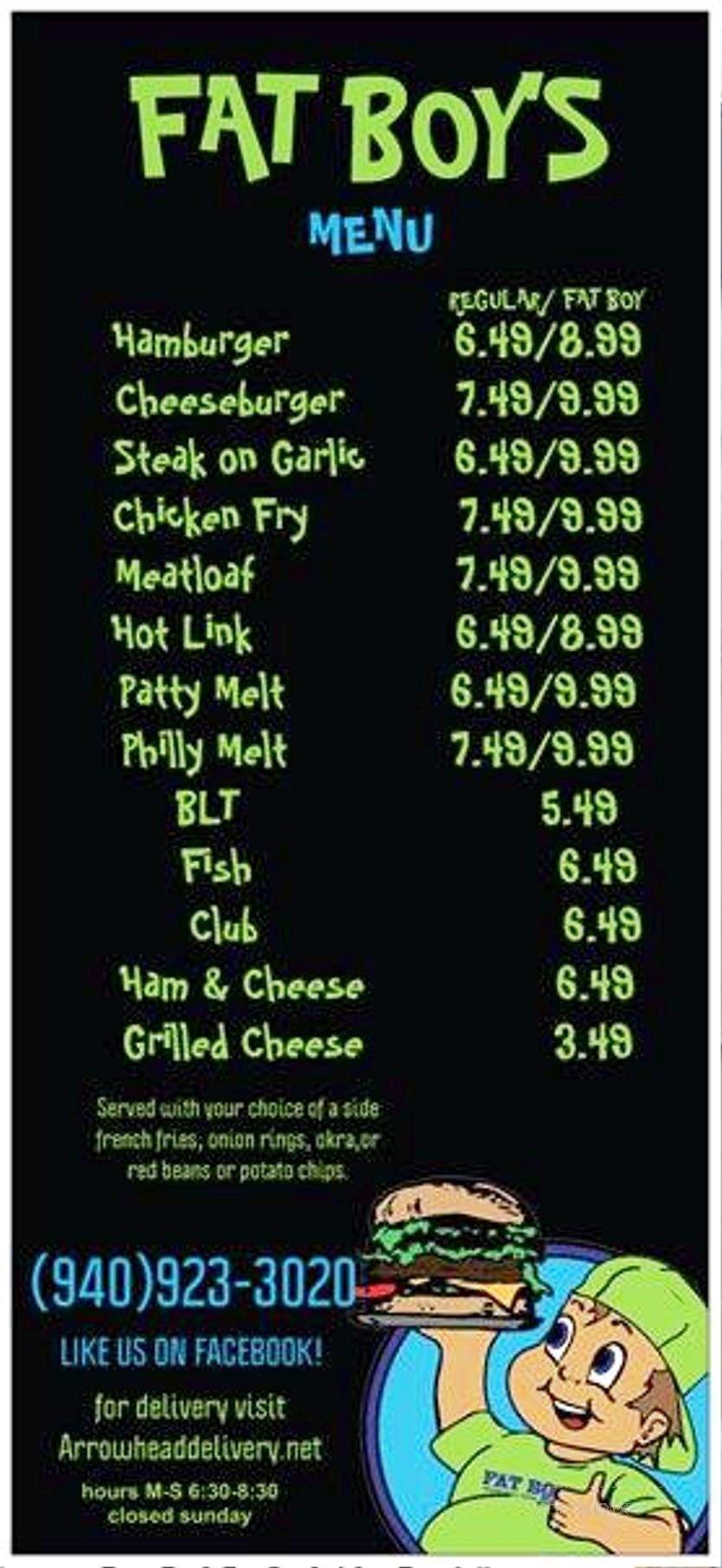 Fat Boy's - Wichita Falls, TX menu_pic