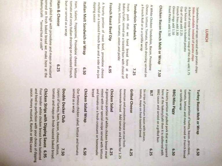 Sweet Temptations Bakery & Cafe - Trafalgar, IN menu_pic