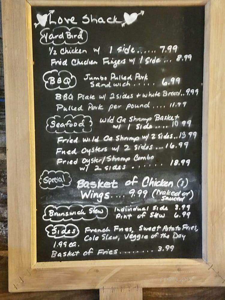 The Love Shack BBQ - Jekyll Island, GA menu_pic