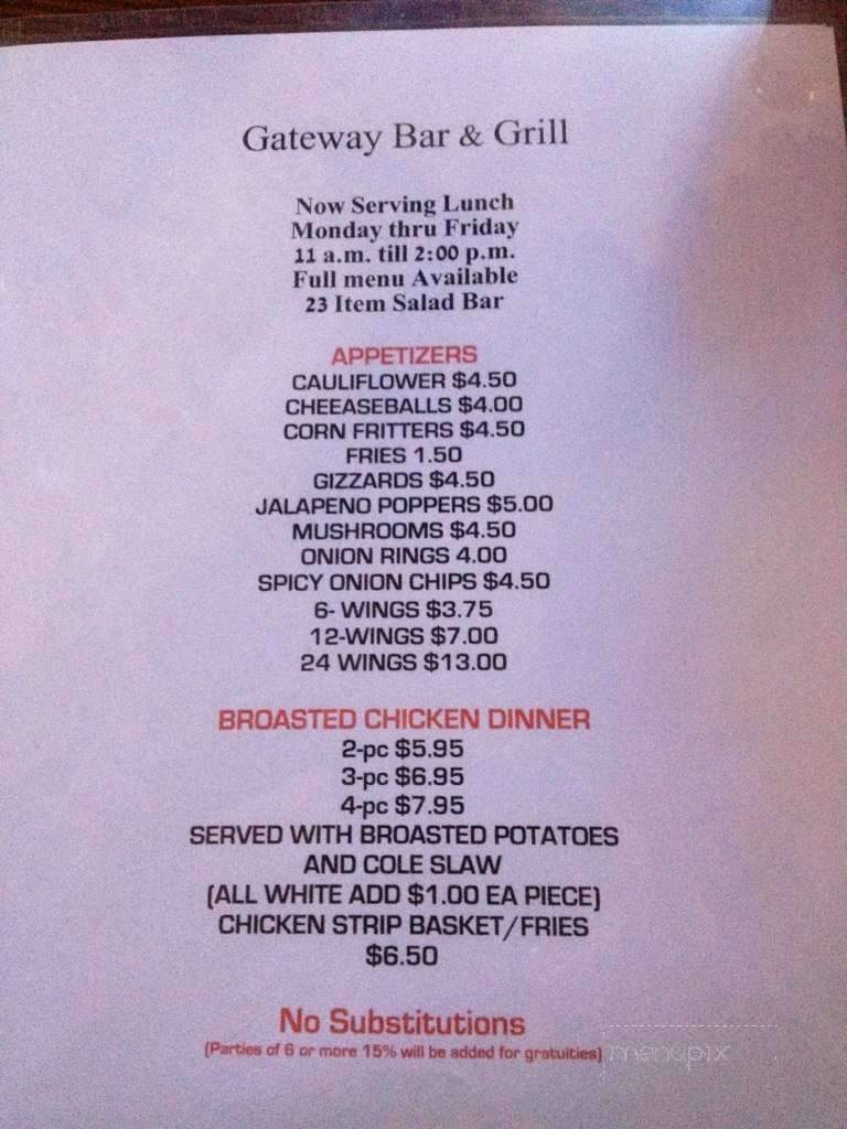 Gateway Bar & Grill - South Sioux City, NE menu_pic