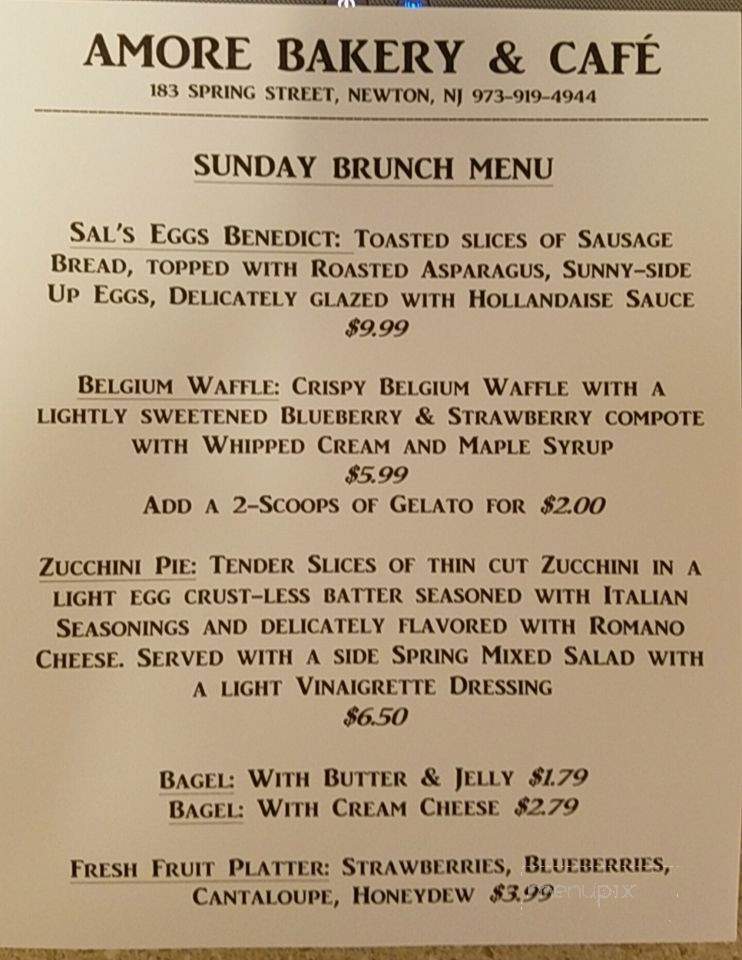 Amore Bakery & Cafe - Newton, NJ menu_pic