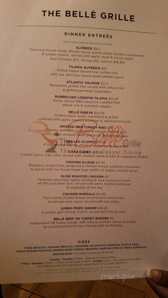 The Belle Grille - Matthews, NC menu_pic