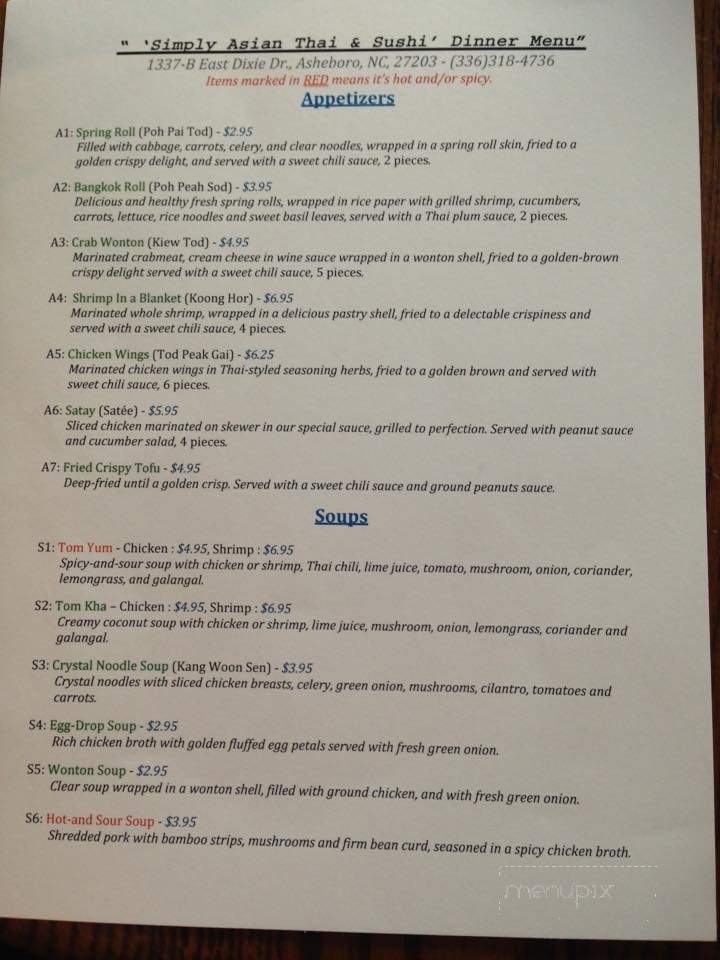Simply Asian - Asheboro, NC menu_pic