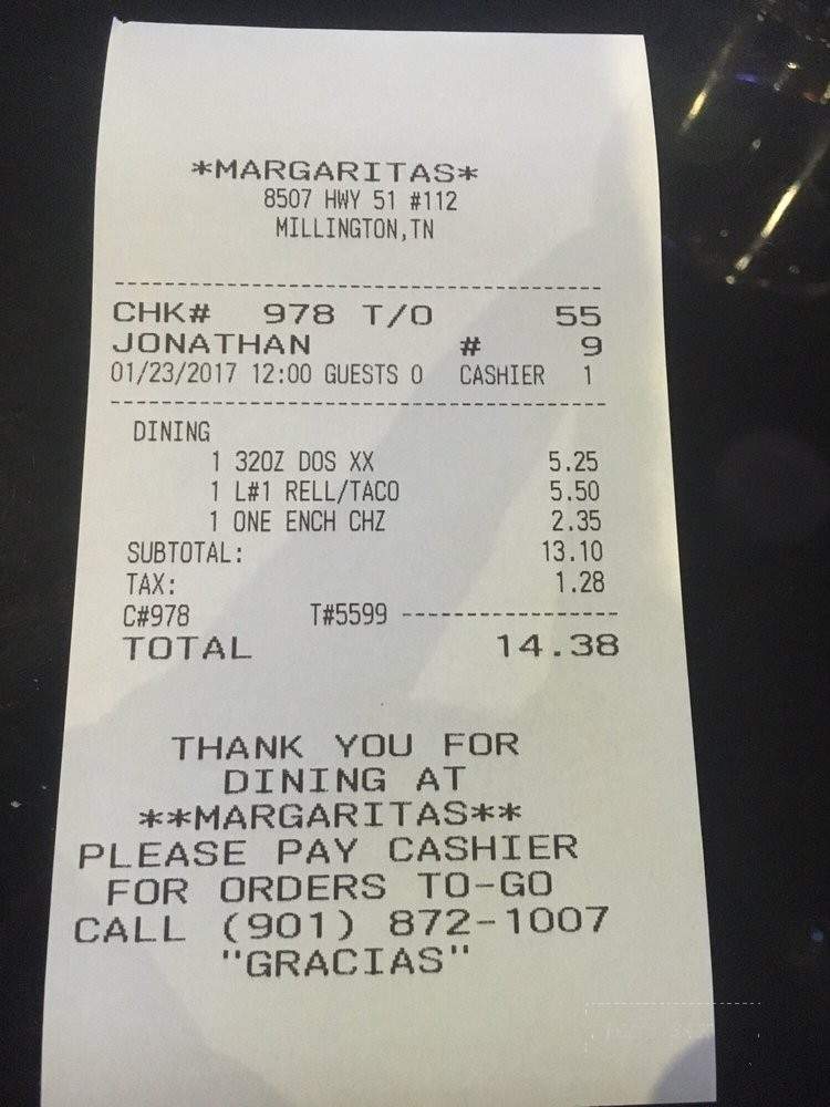 Margaritas - Millington, TN menu_pic