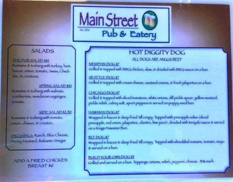 Main Street Pub & Eatery - Hendersonville, TN menu_pic