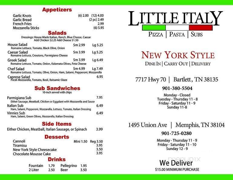 Little Italy Pizza - Bartlett, TN menu_pic
