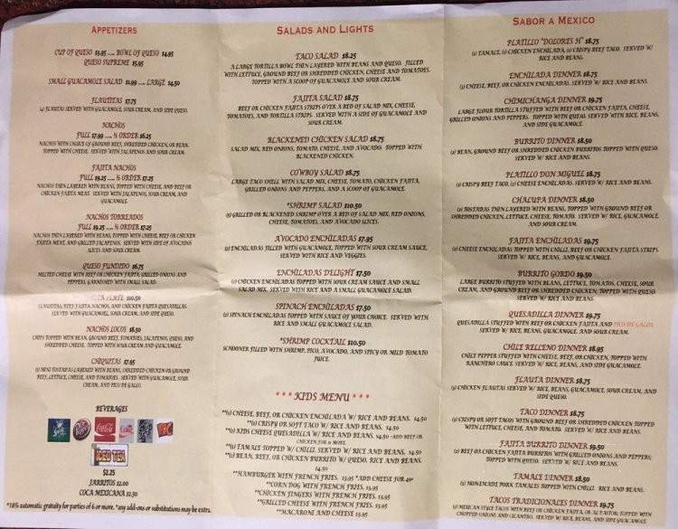 El Cerrito Mexican Bar and Grill - Lakeside, TX menu_pic