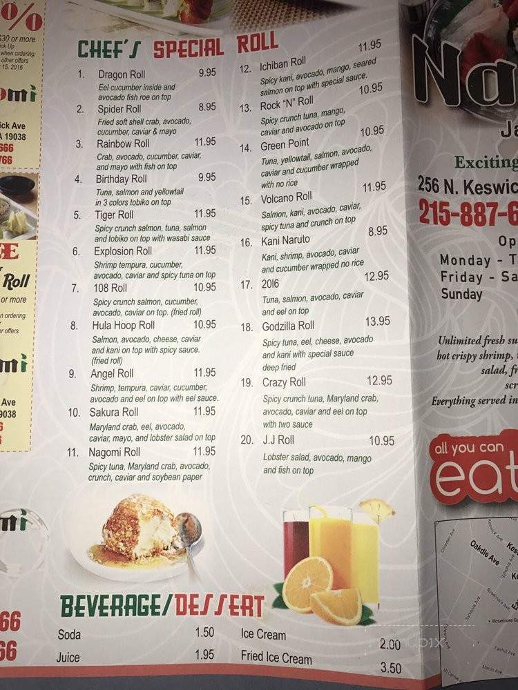Nagomi - Glenside, PA menu_pic
