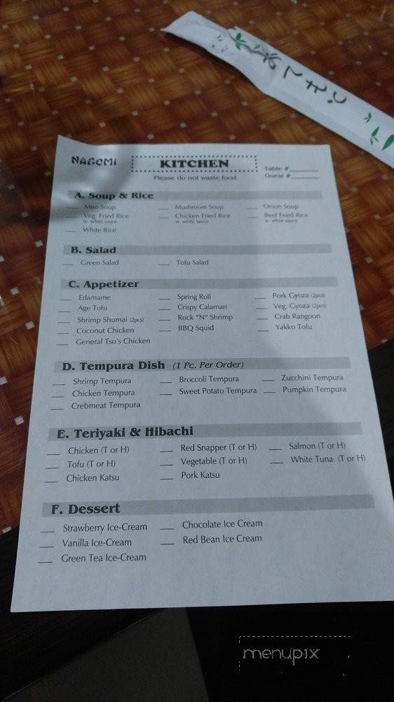 Nagomi - Glenside, PA menu_pic