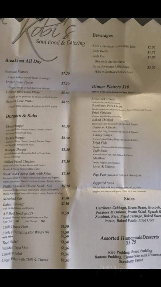 Kobi's Soul Food & Catering - Petersburg, VA menu_pic