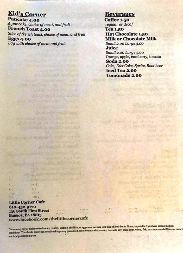 Little Corner Cafe - Bangor, PA menu_pic