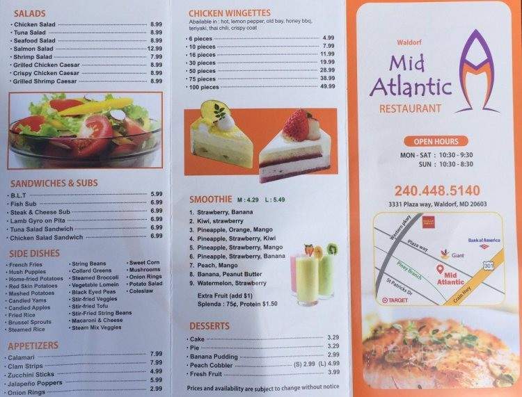 Mid Atlantic Restaurant - Waldorf, MD menu_pic