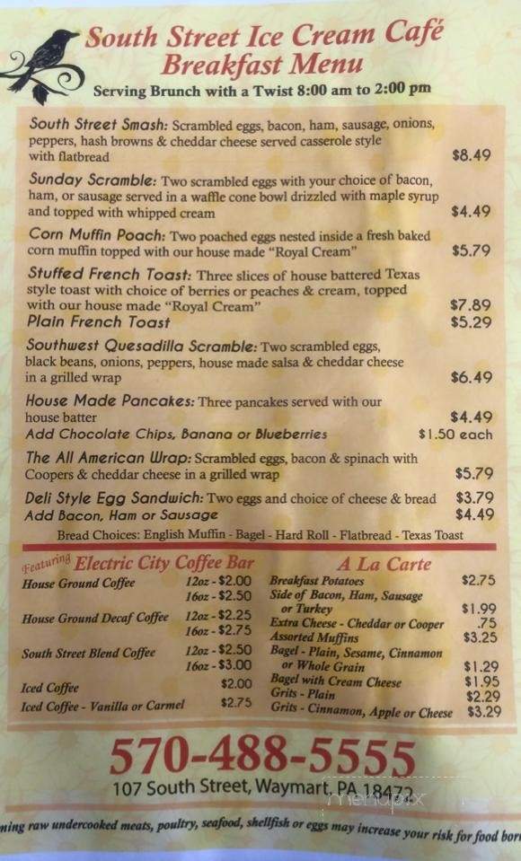 South Street Ice Cream Cafe - Waymart, PA menu_pic