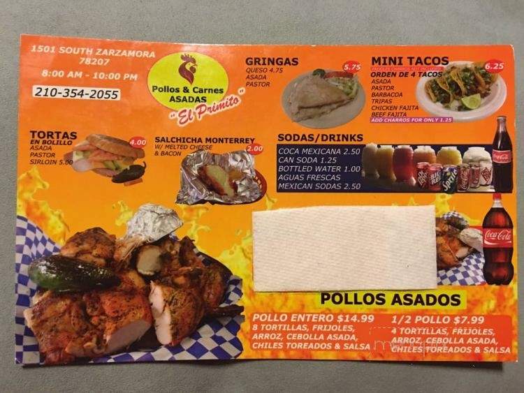 Pollos y Carne Asadas 'El Primito' - San Antonio, TX menu_pic