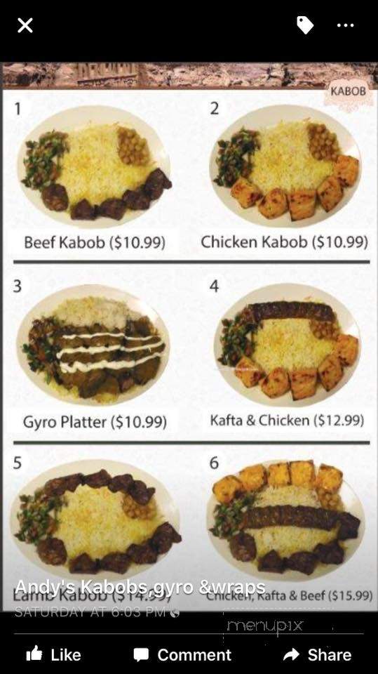Andy's Kabobs,Gyro & Wraps - Waldorf, MD menu_pic