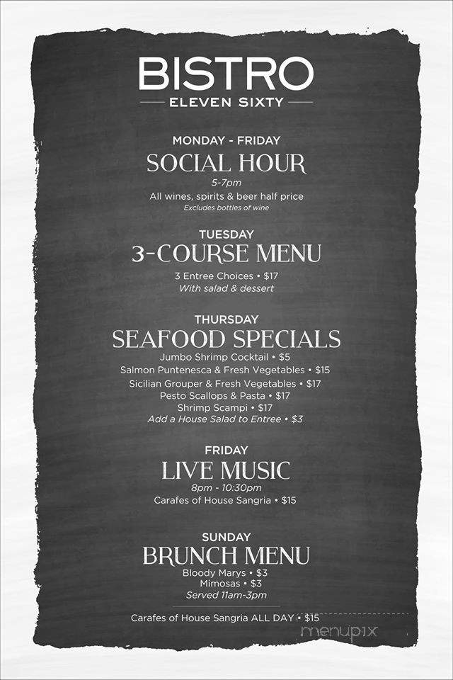 Bistro Eleven Sixty - Jackson, TN menu_pic