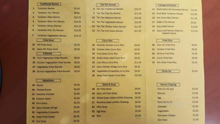 Chef's Ramen - Honolulu, HI menu_pic