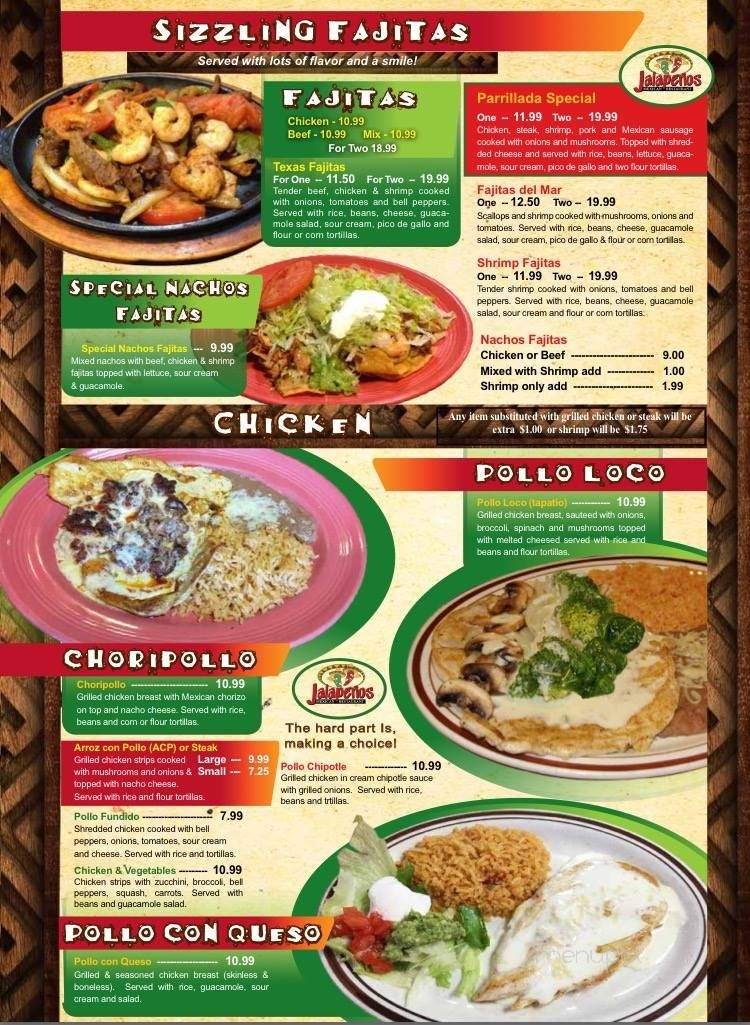 Online Menu of Jalapenos Mexican Restaurant, Albemarle, NC
