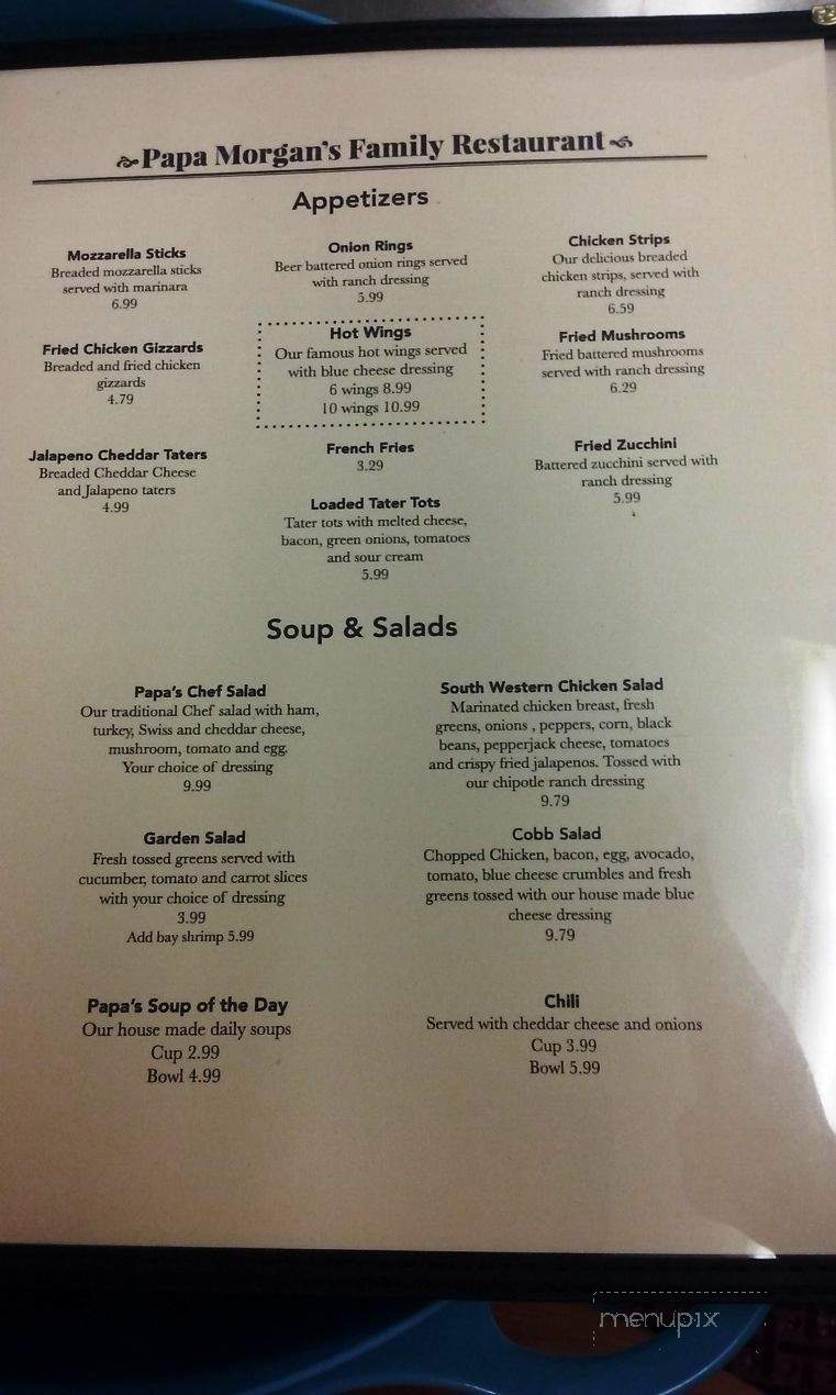 Papa Morgan's Family Restaurant - Canyonville, OR menu_pic
