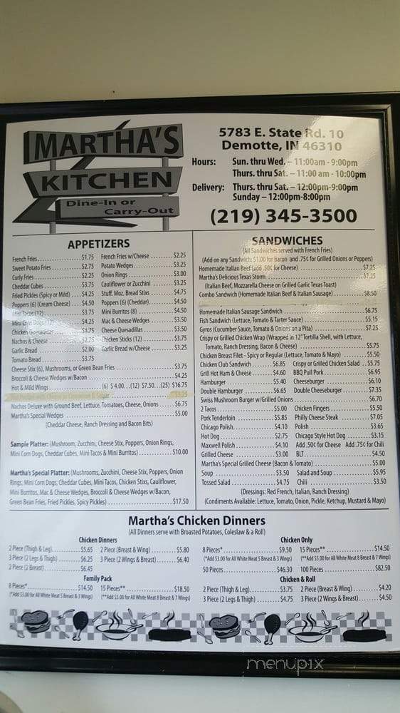 Martha's Kitchen - De Motte, IN menu_pic
