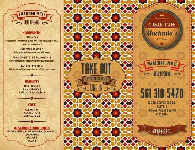 Machados Cuban Cafe - Royal Palm Beach, FL menu_pic