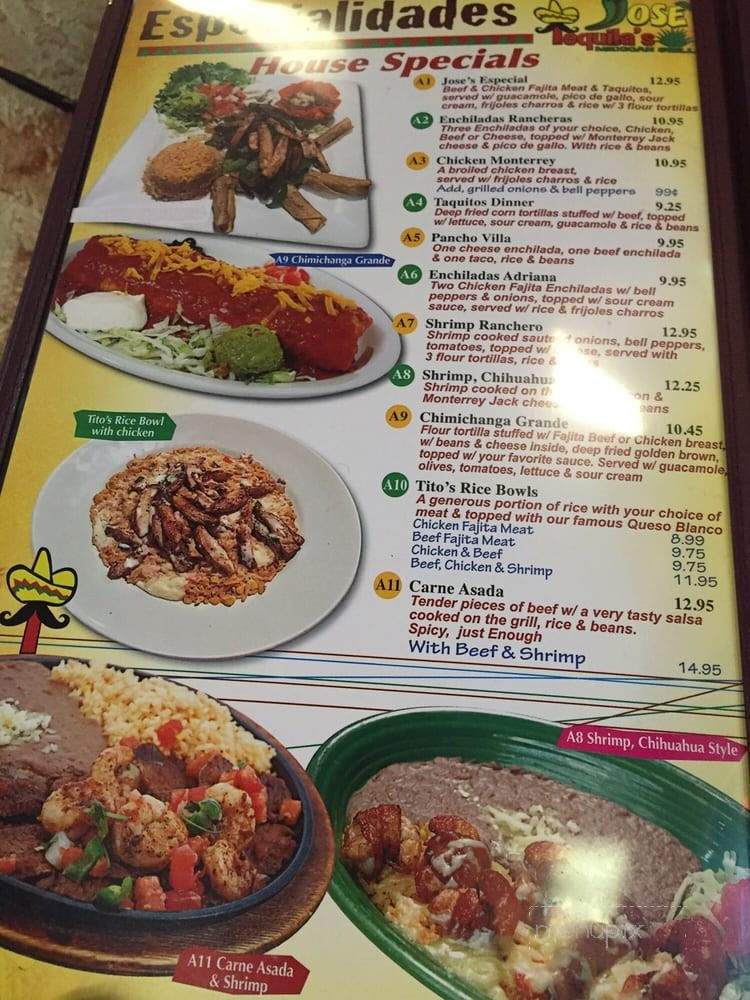 Jose Tequila's - Marshall, TX menu_pic