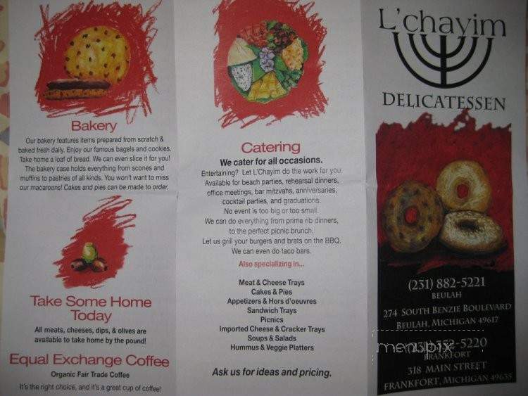 L' Chayim Delicatessen - Frankfort, MI menu_pic