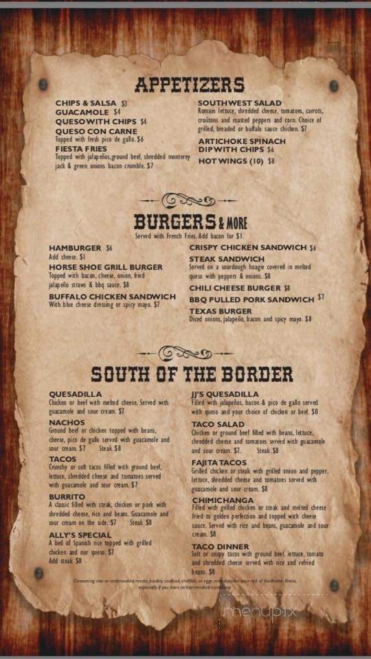 The Horseshoe Grill - Berryville, AR menu_pic
