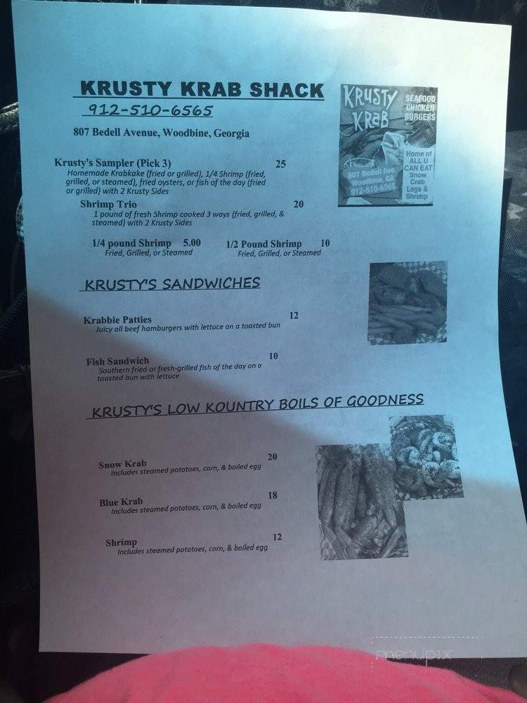 Krusty Krab - Woodbine, GA menu_pic