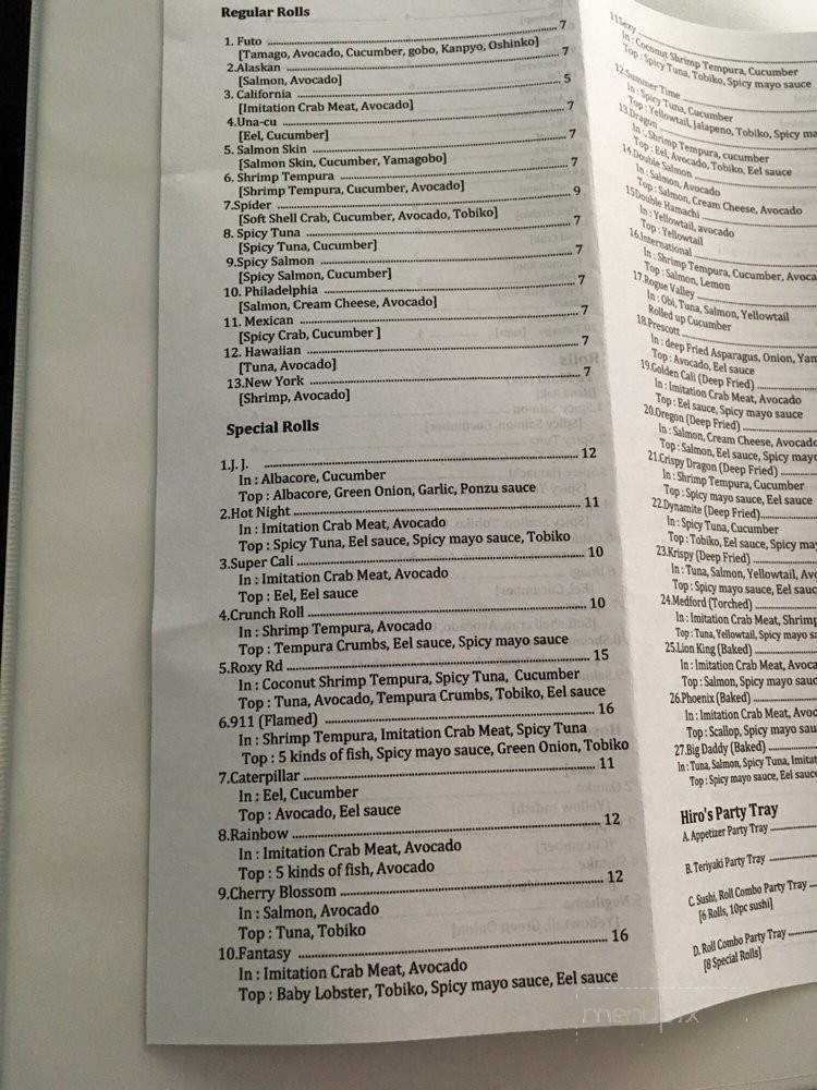 Hiro Sushi - Medford, OR menu_pic