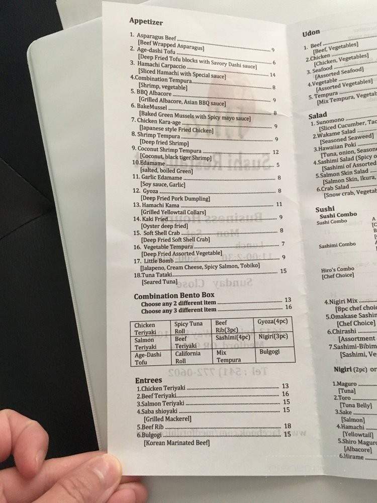 Hiro Sushi - Medford, OR menu_pic