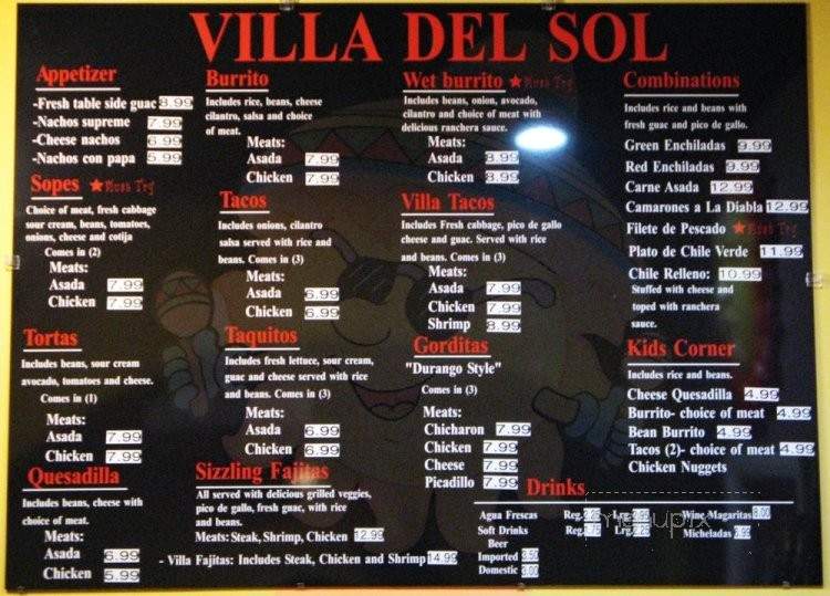 Villa del Sol - Chatsworth, CA menu_pic