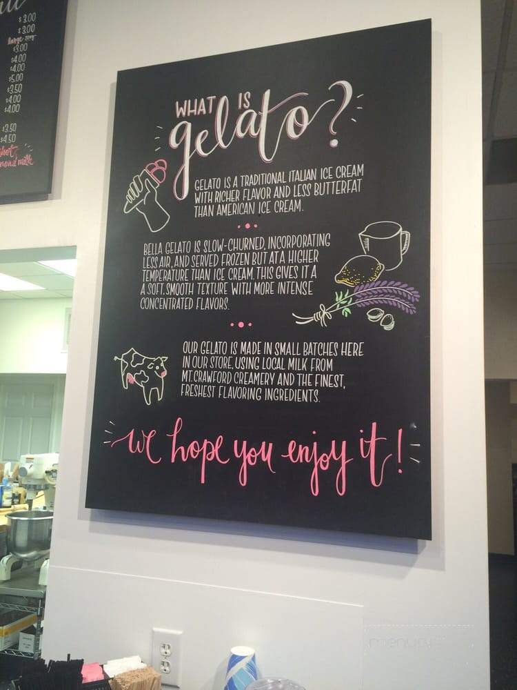 Bella Gelato & Pastries - Harrisonburg, VA menu_pic