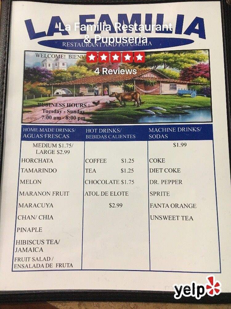 La Familia Restaurant & Pupuseria - Houston, TX menu_pic