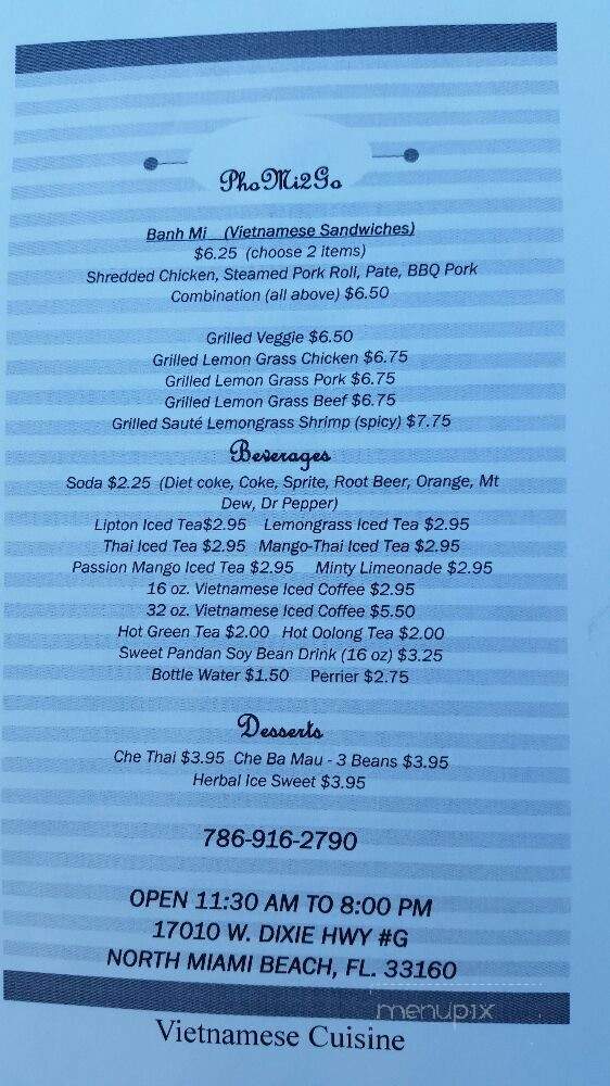 PhoMi2Go - North Miami Beach, FL menu_pic