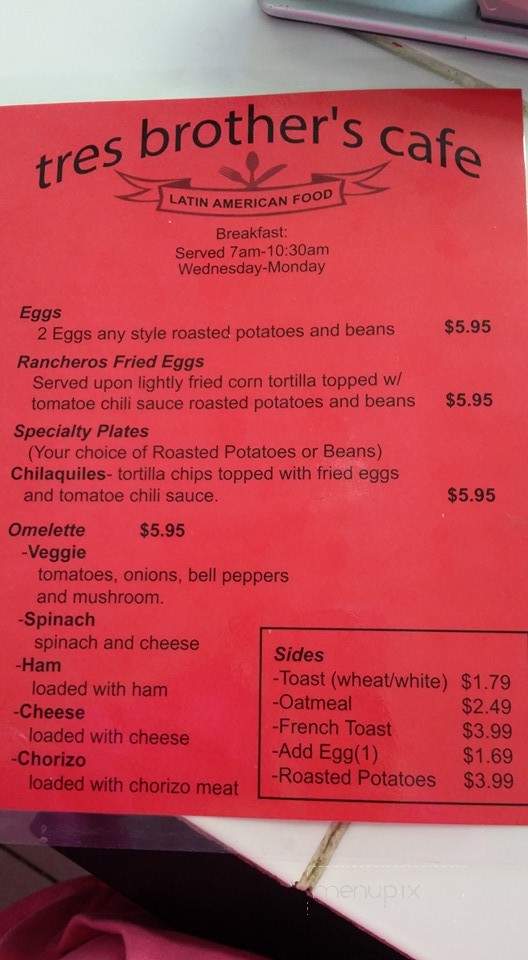 Tres Brother's Cafe - Berryville, AR menu_pic