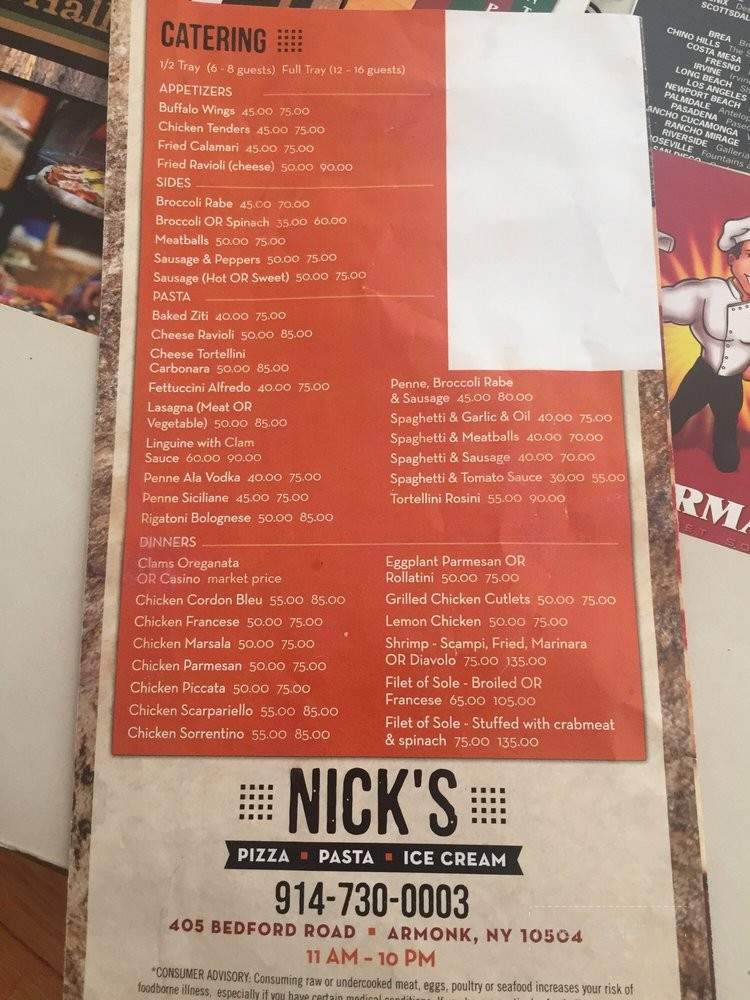 Nicks Pizza and Ice Cream - Armonk, NY menu_pic