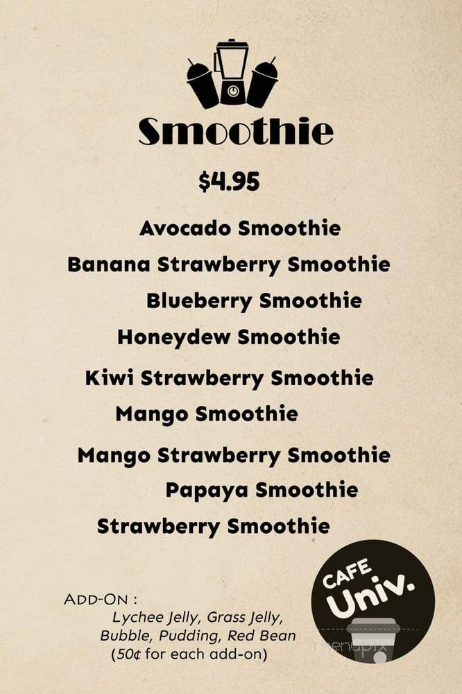 Cafe University - Bloomington, IN menu_pic