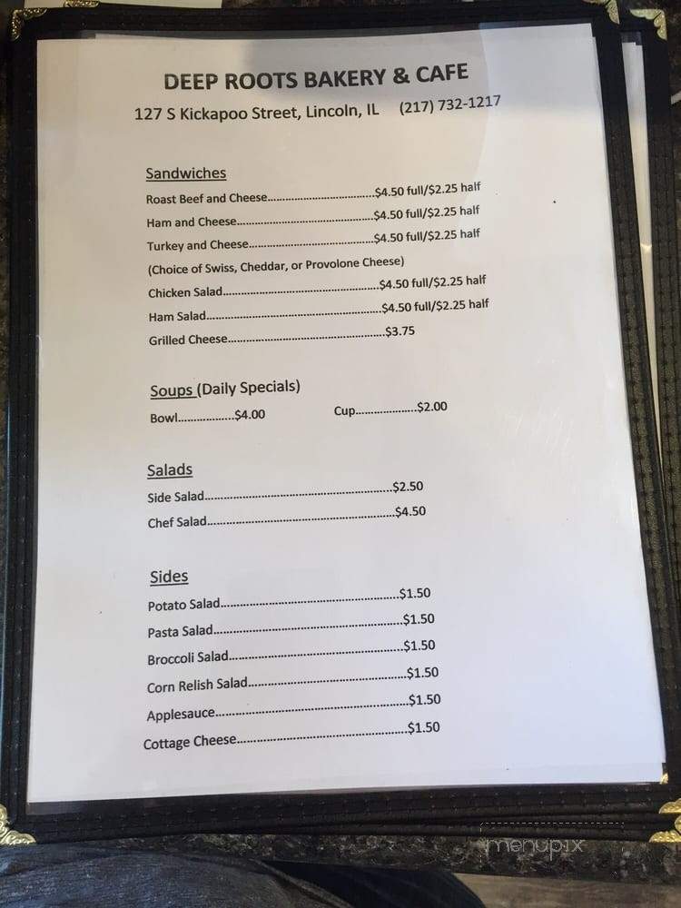 Deep Roots Bakery and Cafe - Lincoln, IL menu_pic