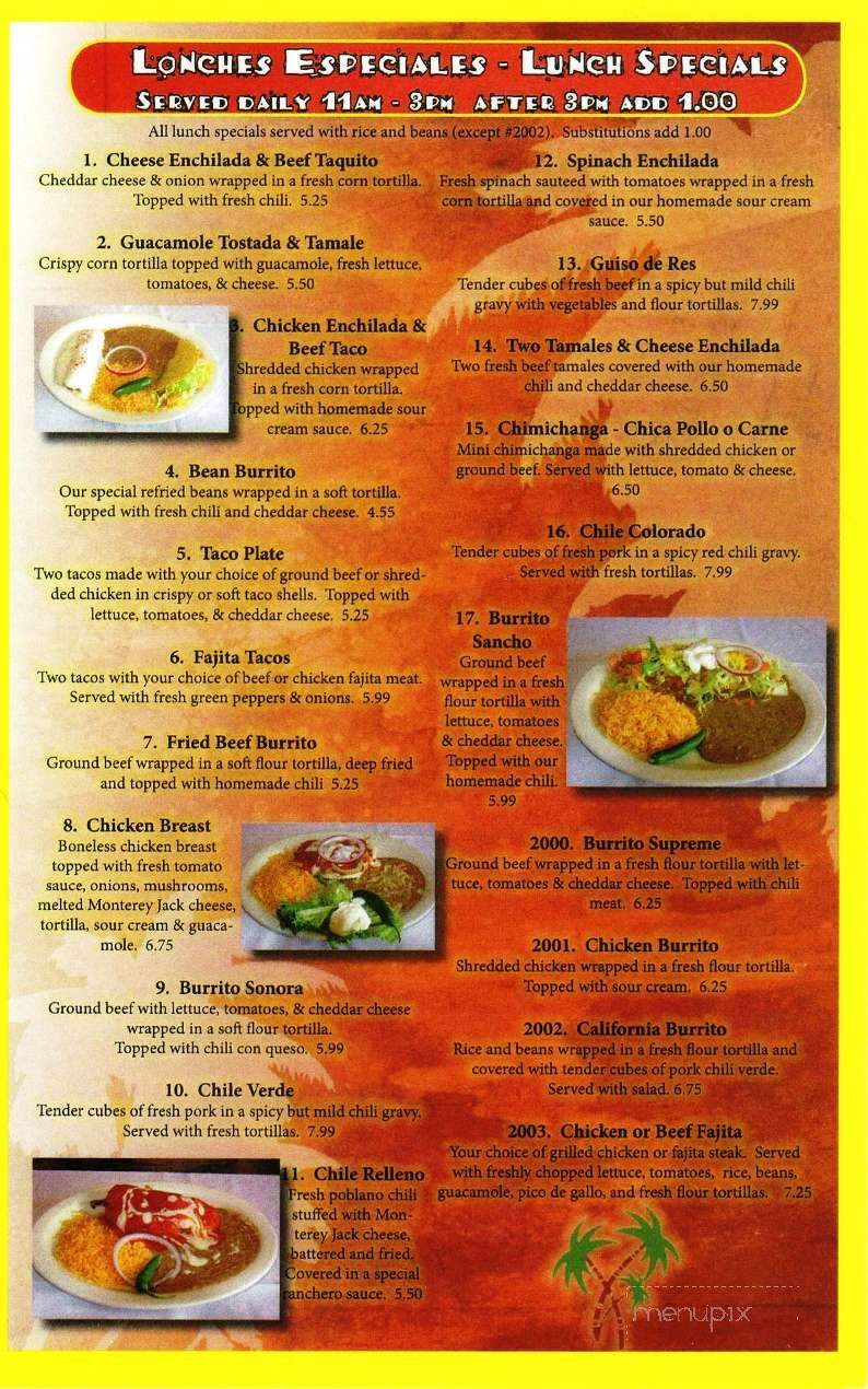 Las Palomas Mexican Restaurant - Centerton, AR menu_pic