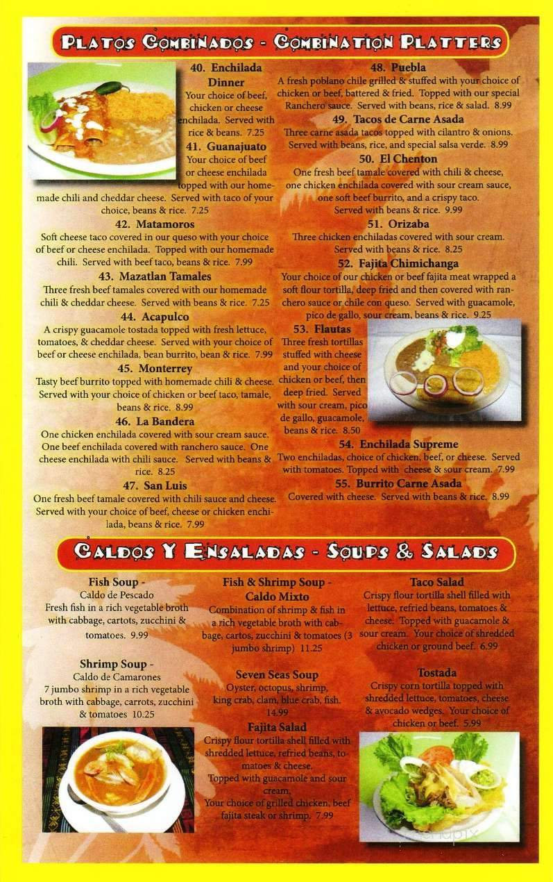 Las Palomas Mexican Restaurant - Centerton, AR menu_pic