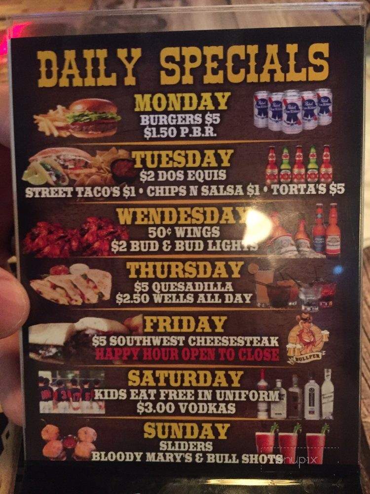 BullPen Bar n Grill - Mesa, AZ menu_pic